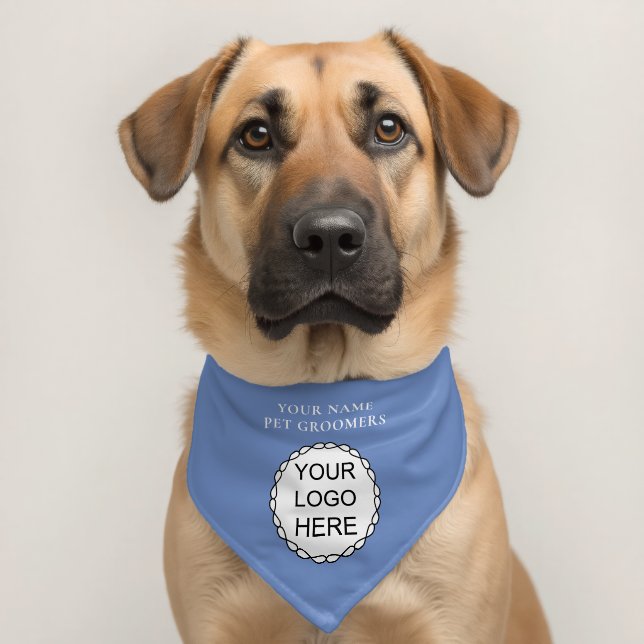 Custom Business Company Logo Blue Pet Bandana Collar (Dog 2)