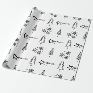 Custom Business Company Logo Christmas Gift White Wrapping Paper