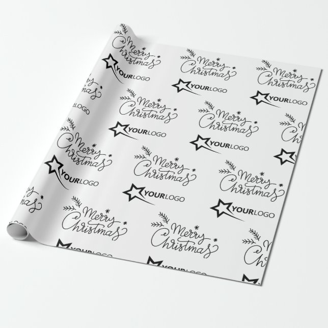 Custom Business Company Logo Christmas Wrapping Paper (Unrolled)