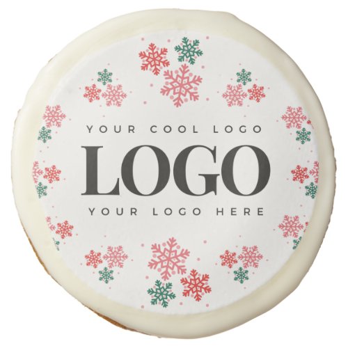 Custom Business Company Logo Colorful Xmas Snow Sugar Cookie