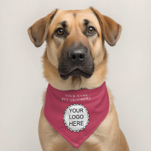 Custom Business Company Logo Dark Pink Pet Bandana Collar
