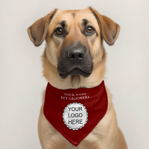 Custom Business Company Logo Dark Red Pet Bandana Collar