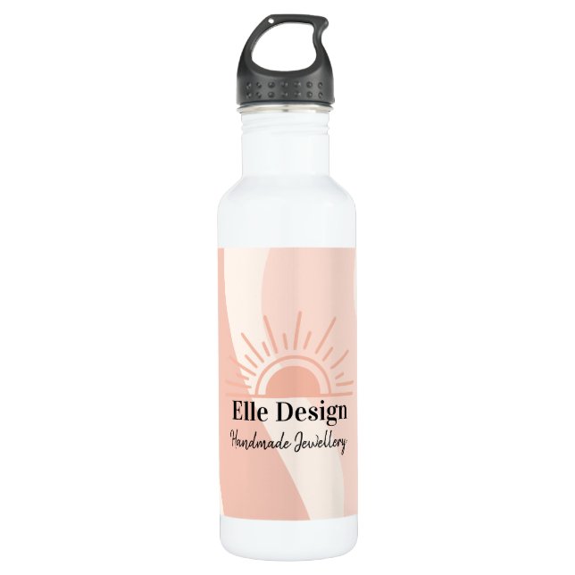 Custom Business Company Logo Feminine Blush Pink  Stainless Steel Water Bottle (Front)