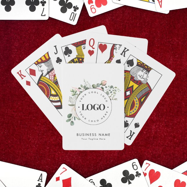 Custom Business Company Logo Floral Greenery Roses Poker Cards (Creator Uploaded)