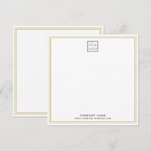 Custom Business Company Logo Gold Double Border Note Card
