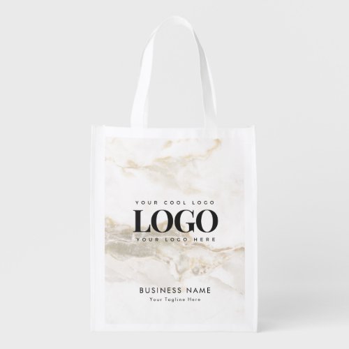 Custom Business Company Logo Gold  Marble  Grocery Bag