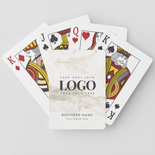 Custom Business Company Logo Gold  Marble  Playing Cards