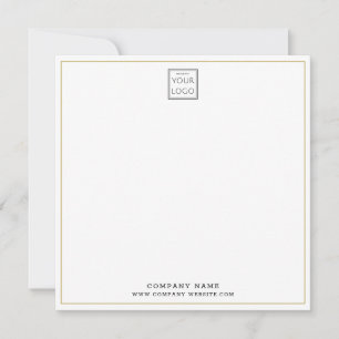 Custom Business Company Logo Gold Square Note Card
