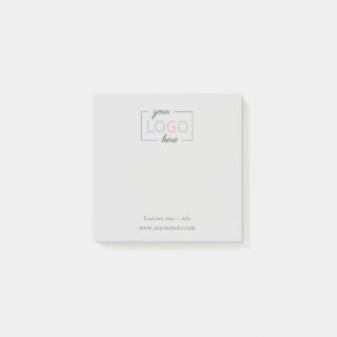 Custom Business Company Logo Gray Post-It Notes