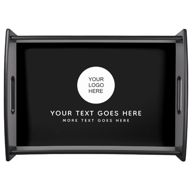 Custom Business Company Logo Here Black Large Serving Tray (Front)