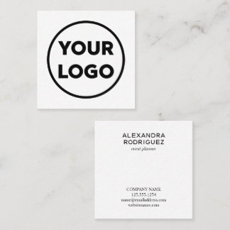 Custom Business Company Logo Long Name Minimal Square Business Card