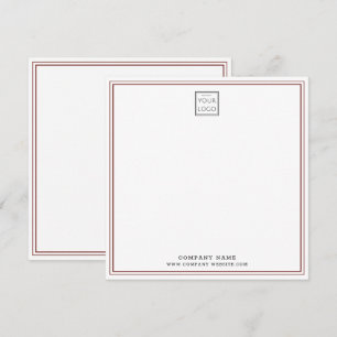 Custom Business Company Logo Maroon Double Border Note Card