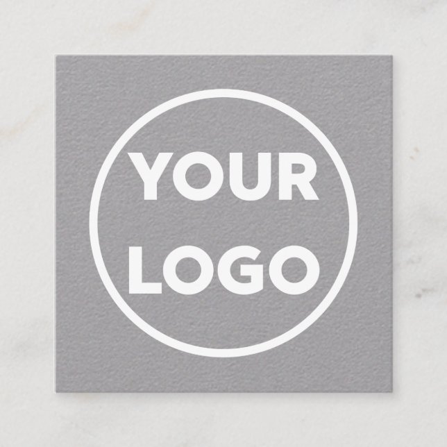 Custom Business Company Logo Minimal Grey Square Business Card (Front)