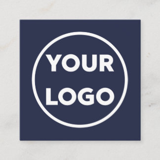 Custom Business Company Logo Minimal Navy Blue Square Business Card