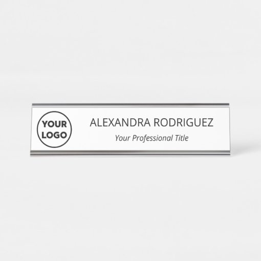 Custom Business Company Logo Name Job Title Desk Name Plate | Zazzle