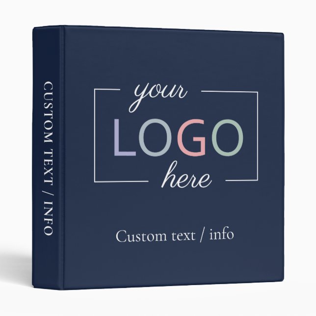 Custom Business Company Logo Navy Blue  3 Ring Binder (Front/Spine)