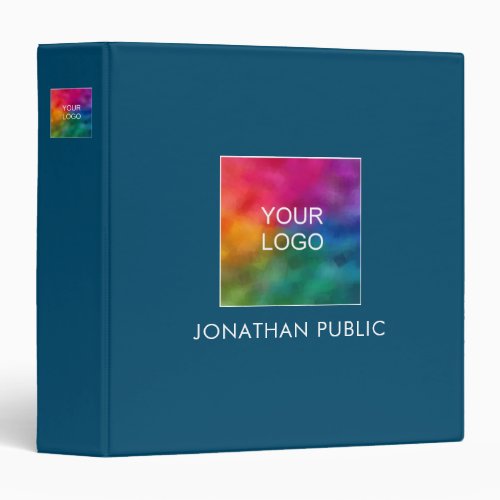 Custom Business Company Logo Ocean Blue 3 Ring Binder