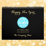 Custom Business Company Logo Office 2024 Photo Calendar<br><div class="desc">Create your own custom, personalized, beautiful elegant faux gold script typography font, New Year 2024 business company corporate charity fundraiser event logo full year wall calendar. To customize, simply type in your greetings for the front and back of the calendar, the company / business name (for the cover of the...</div>