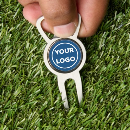 Custom Business Company Logo on Blue Divot Tool