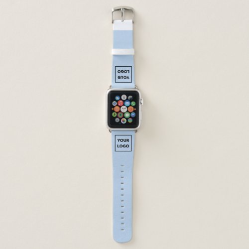 Custom Business Company Logo on Light Blue Apple Watch Band