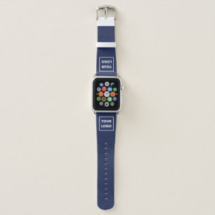 Custom Business Company Logo on Navy Blue Apple Watch Band