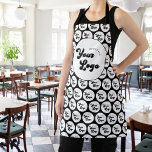 Custom Business Company Logo Pattern Black & White Apron<br><div class="desc">Promote your business with this cool apron,  featuring your custom logo pattern. Easily add your logo by clicking on the "personalize" option.</div>