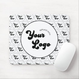 Custom Business Company Logo Pattern Black & White Mouse Pad