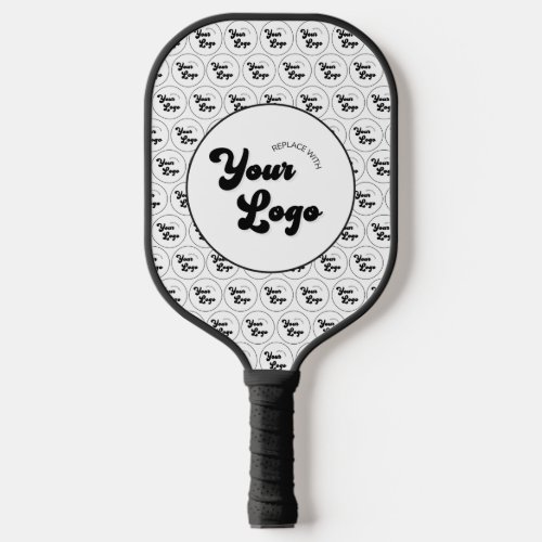 Custom Business Company Logo Pattern Black  White Pickleball Paddle