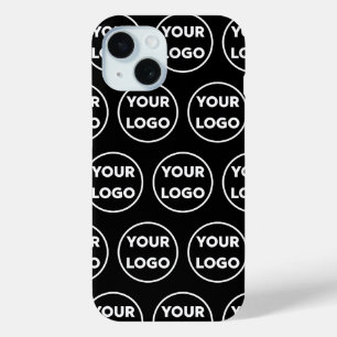 Custom Business Company Logo Pattern on Black iPhone 15 Case