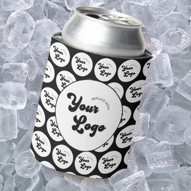 Custom Business Company Logo Pattern Promotional   Can Cooler (Creator Uploaded)