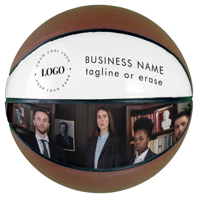Custom Business Company Logo & Photo Personalized Basketball (Front)