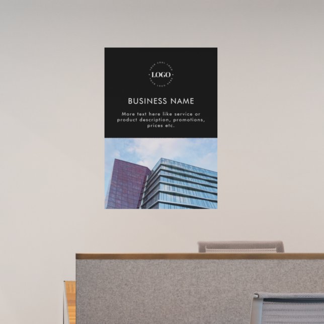 Custom Business Company Logo Photo & Text Simple Wall Decal (Office)