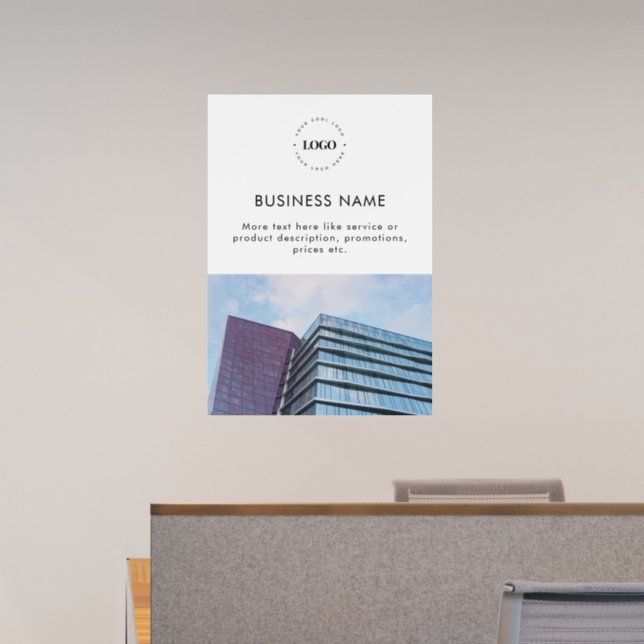 Custom Business Company Logo Photo & Text Simple  Wall Decal (Office)