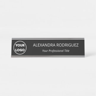 Custom Business Company Logo Professional Black Desk Name Plate