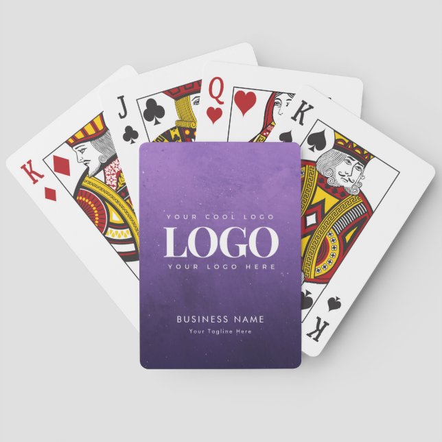 Custom Business Company Logo Purple Galaxy Cosmos  Poker Cards (Back)