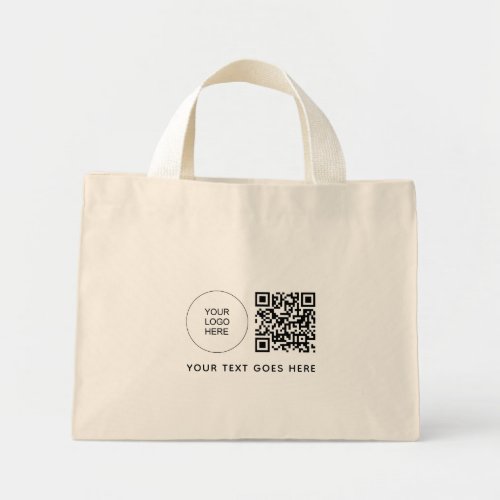 Custom Business Company Logo QR Code Barcode Mini Tote Bag