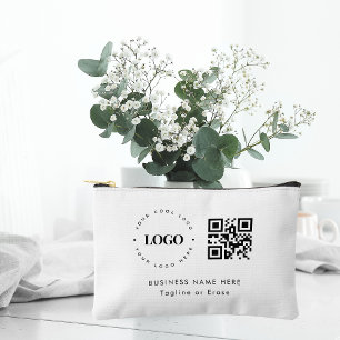 Custom Business Company Logo QR Code Minimalist Accessory Pouch