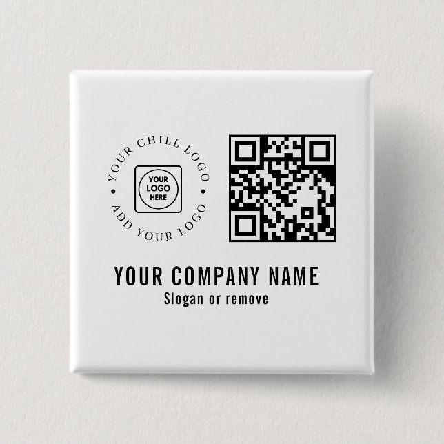 Custom Business Company Logo QR Code Minimalist Button (Front)