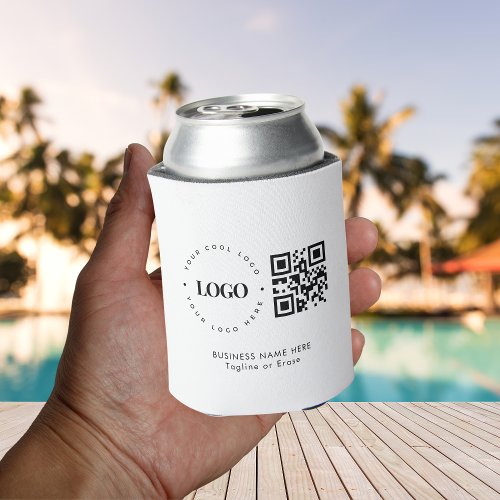 Custom Business Company Logo QR Code Minimalist Can Cooler