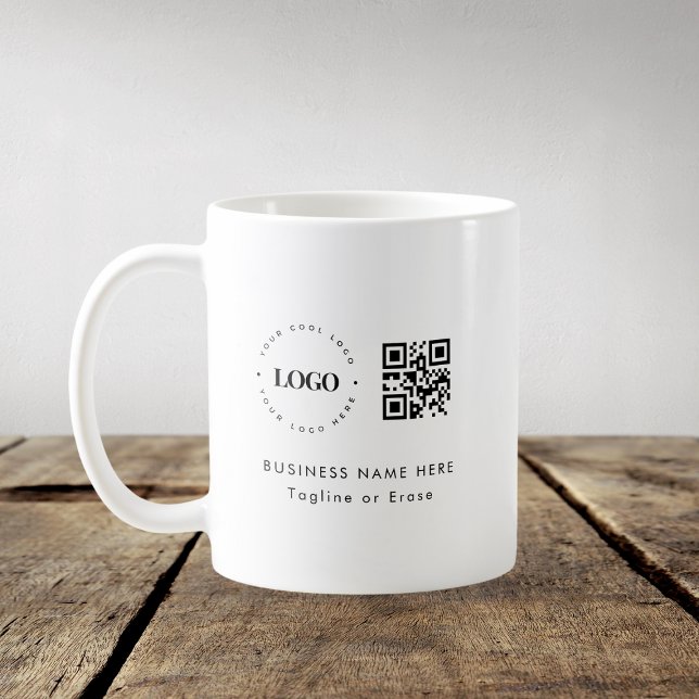 Custom Business Company Logo QR Code Minimalist  Coffee Mug (Creator Uploaded)
