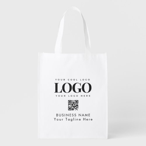 Custom Business Company Logo Qr Code Minimalist Grocery Bag