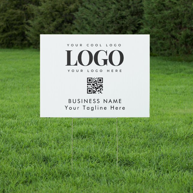 Custom Business Company Logo & Qr Code Minimalist Sign (Creator Uploaded)