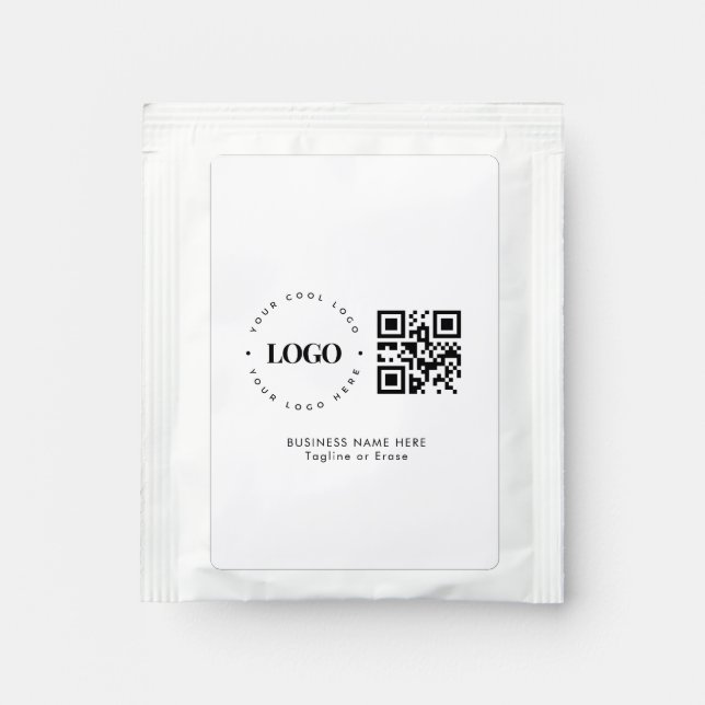 Custom Business Company Logo QR Code Minimalist   Tea Bag Drink Mix (Front)