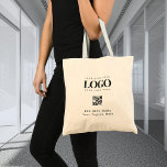 Custom Business Company Logo Qr Code Minimalist Tote Bag<br><div class="desc">Promote your business with this cool grocery bag,  featuring custom logo,  QR code & text. Easily add your details by clicking on the "personalize" option.</div>