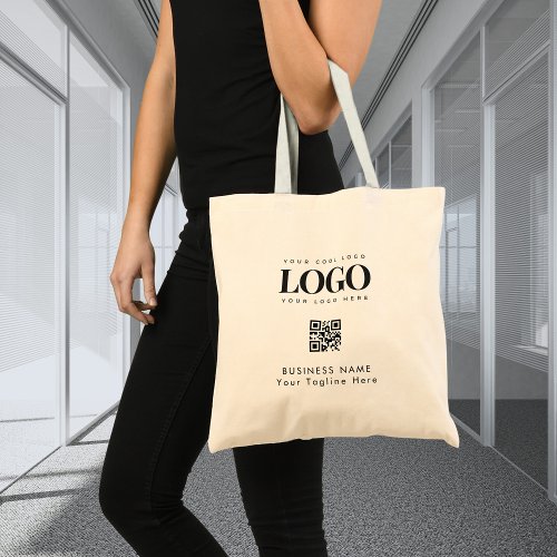 Custom Business Company Logo Qr Code Minimalist Tote Bag