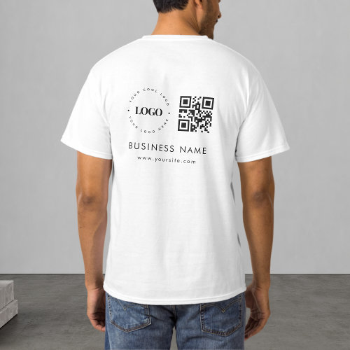 Custom Business Company Logo QR Code Scan  Text   T_Shirt