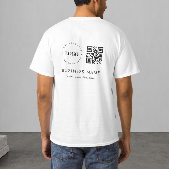Custom Business Company Logo QR Code Scan & Text   T-Shirt (Creator Uploaded)