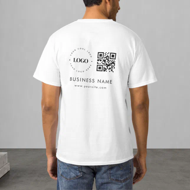 Custom Business Company Logo QR Code Scan & Text T-Shirt
