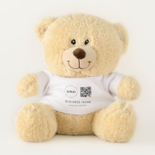 Custom Business Company Logo QR Code Scan & Text   Teddy Bear