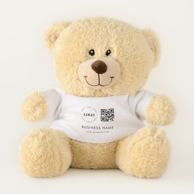 Custom Business Company Logo QR Code Scan & Text   Teddy Bear (Front)
